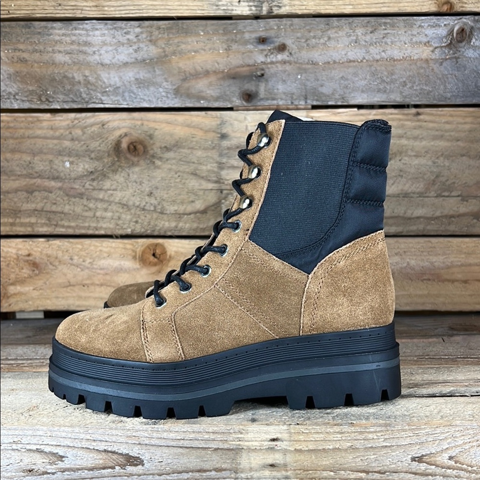 Marc Fisher Sashia Platform Combat Boot - Espresso/Black - 7.5 - Nwob